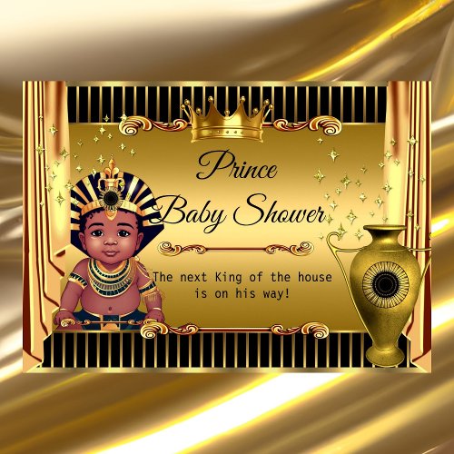 Ethnic King Prince Royal Black Gold Baby Shower Invitation