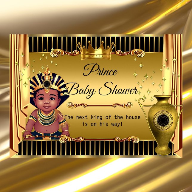 Ethnic King Prince Royal Black Gold Baby Shower Invitation (Creator Uploaded)