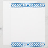 Ethnic Latvian blue and white tribal folk art (Front/Back)