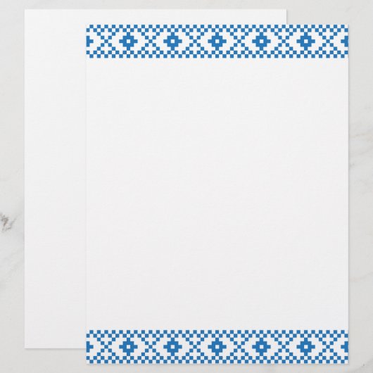 Ethnic Latvian blue and white tribal folk art (Front/Back)