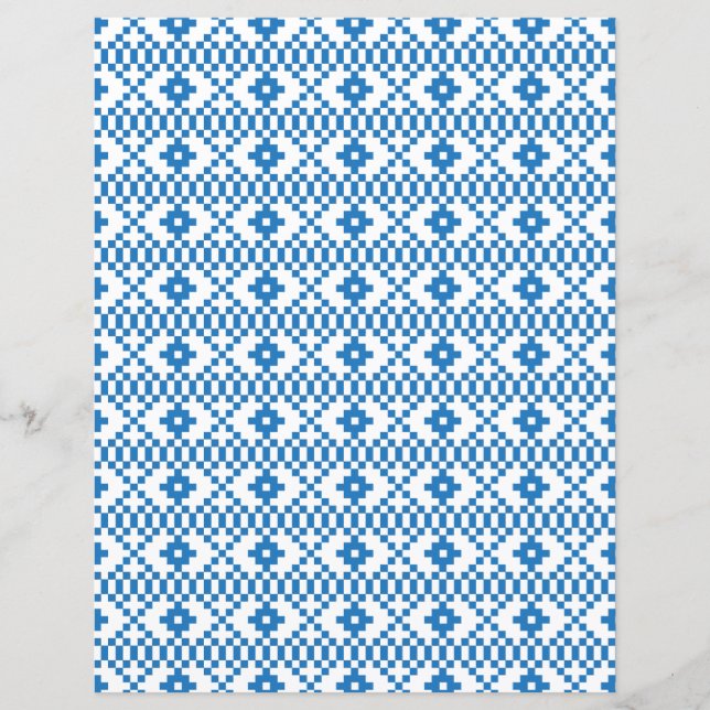 Ethnic Latvian blue and white tribal folk art (Front)