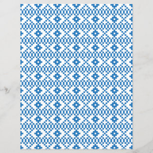 Ethnic Latvian blue and white tribal folk art