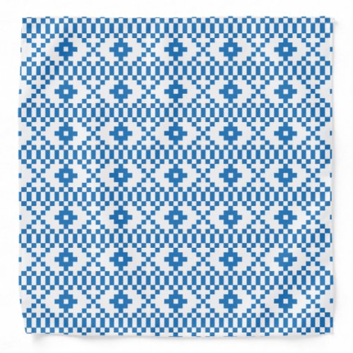 Ethnic Latvian blue and white tribal folk art Bandana