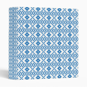 Ethnic Latvian blue and white tribal folk art Binder