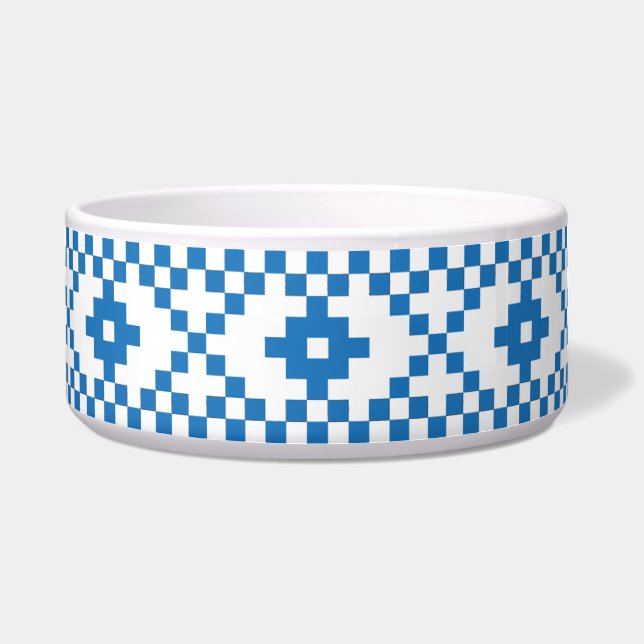 Ethnic Latvian blue and white tribal folk art Bowl (Front)