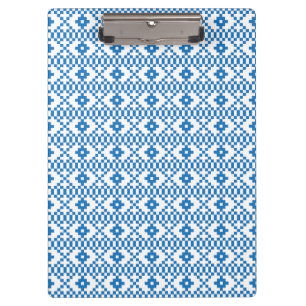 Ethnic Latvian blue and white tribal folk art Clipboard