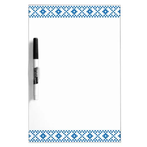 Ethnic Latvian blue and white tribal folk art Dry Erase Board