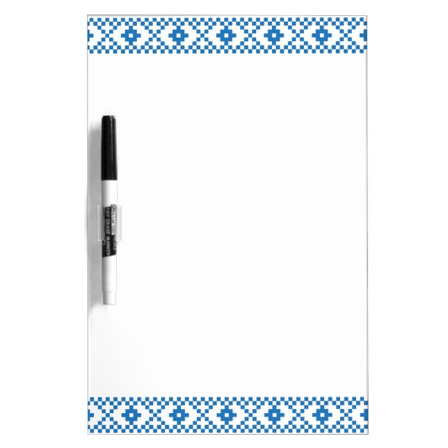 Ethnic Latvian blue and white tribal folk art Dry Erase Board (Front)
