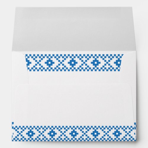 Ethnic Latvian blue and white tribal folk art Envelope