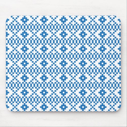 Ethnic Latvian blue and white tribal folk art Mouse Pad