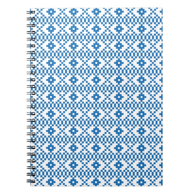 Ethnic Latvian blue and white tribal folk art Notebook (Front)