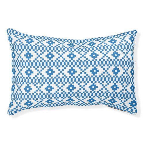 Ethnic Latvian blue and white tribal folk art Pet Bed