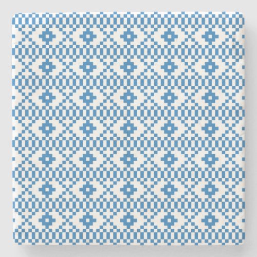 Ethnic Latvian blue and white tribal folk art Stone Coaster