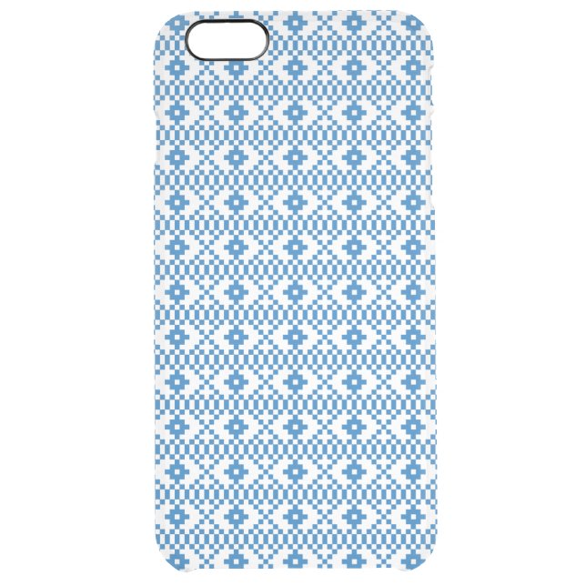 Ethnic Latvian blue and white tribal folk art Uncommon iPhone Case (Back)
