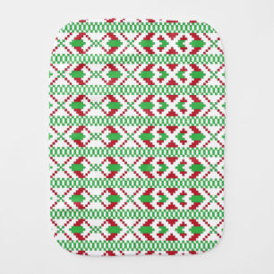 Ethnic Latvian green and red tribal folk art Burp Cloth