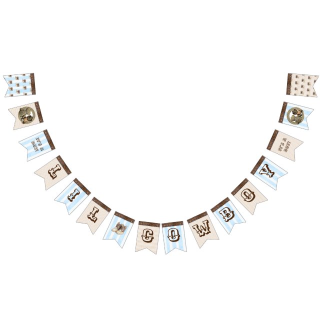 Ethnic Lil Cowboy Baby Shower Flag Banner (All)