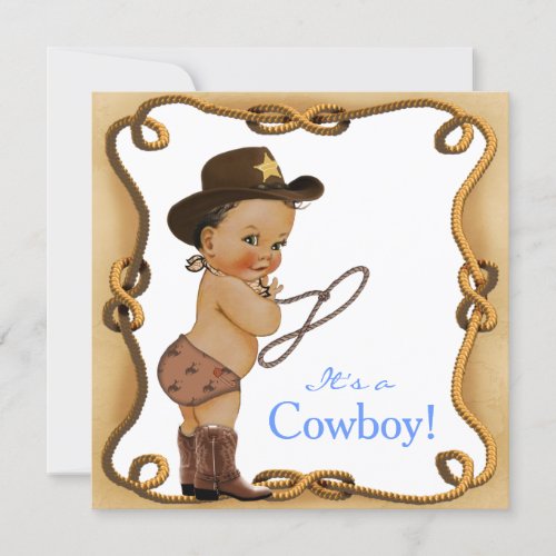 Ethnic Little Cowboy Baby Shower Invitation