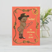 Ethnic Little Cowboy Baby Shower Invitation (Standing Front)