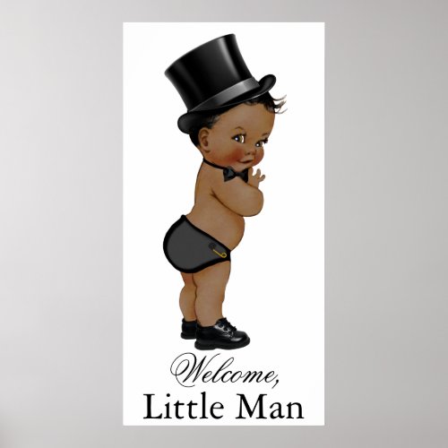 Ethnic Little Man Baby Shower Banner Poster