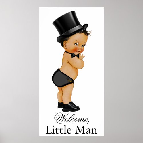 Ethnic Little Man Boy Baby Shower Banner Poster