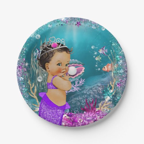 Ethnic Little Mermaid Baby Paper Plates