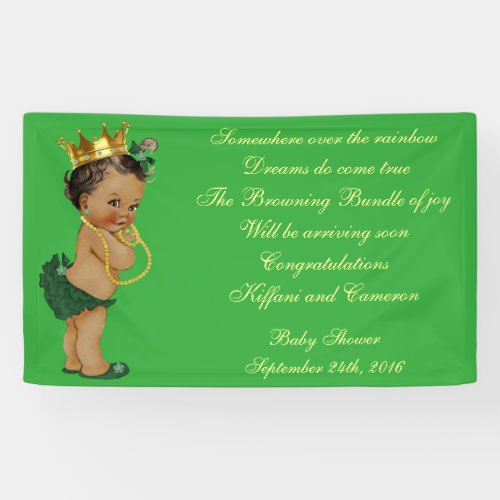 Ethnic Little Princess Baby Shower Green and Gold Banner