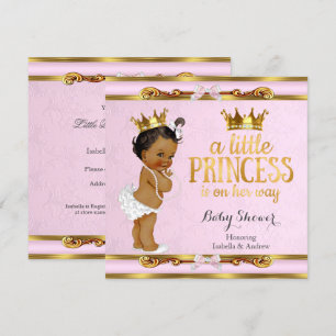 Ethnic Little Princess Baby Shower Pink Gold Invitation
