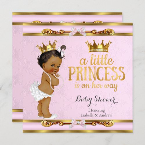 Ethnic Little Princess Baby Shower Pink Gold Invitation