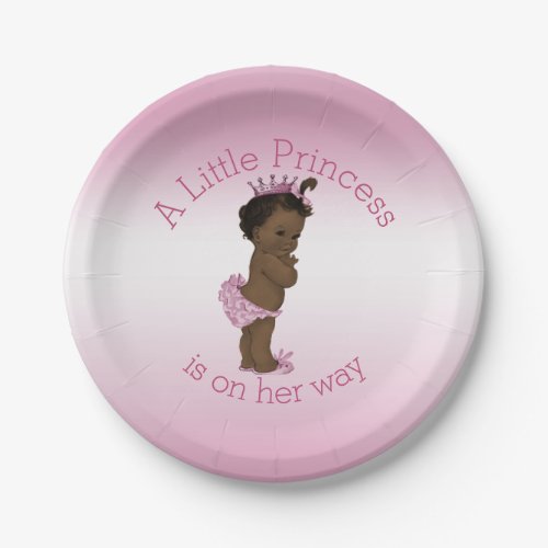 Ethnic Little Princess Baby Shower Pink Paper Plates