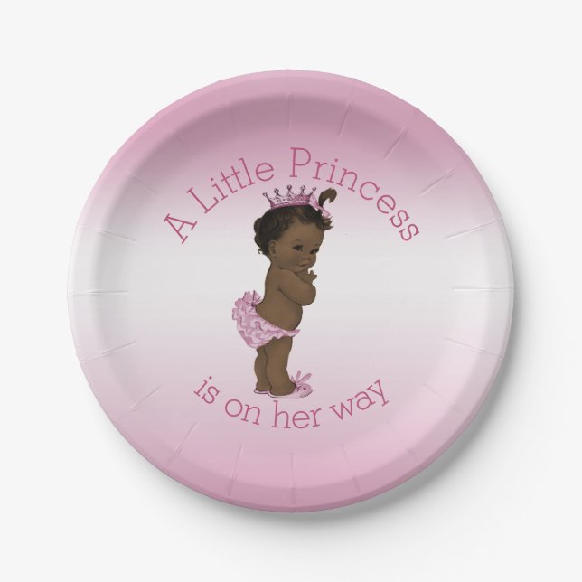 Ethnic Little Princess Baby Shower Pink Paper Plates (Front)