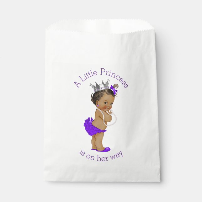 Ethnic Little Princess Baby Shower Purple Favor Bag (Front)