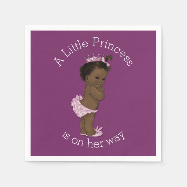 Ethnic Little Princess Baby Shower Purple Napkins (Front)