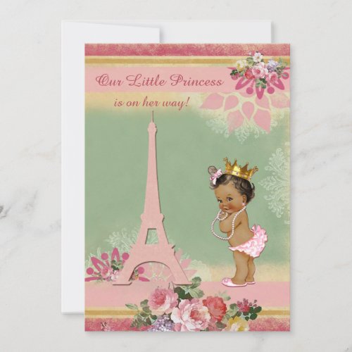 Ethnic Little Princess Eiffel Tower Baby Shower Invitation