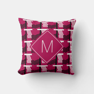 Ethnic Magenta Monogram Throw Pillow