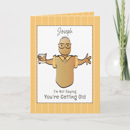 Ethnic Male Cartoon Grey Hair Birthday           Card