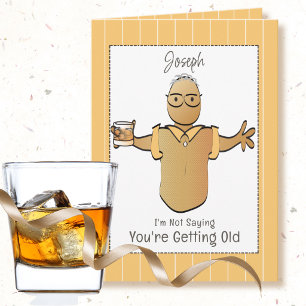 Ethnic Male Cartoon Grey Hair Birthday Card