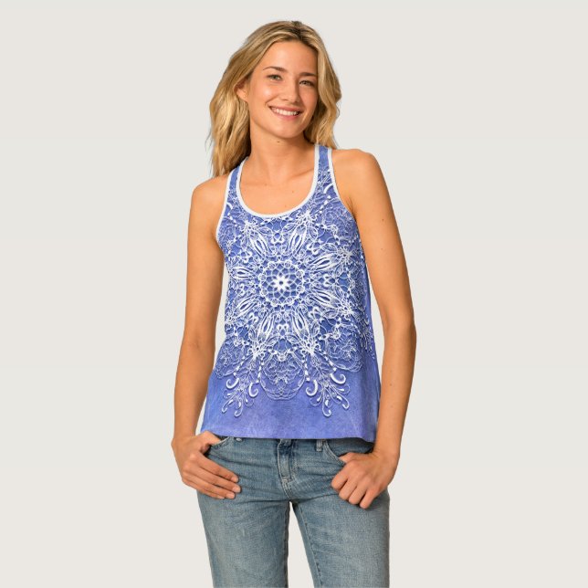 ethnic mandala on grunge background tank top (Front Full)