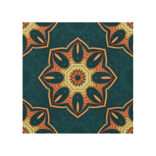 Ethnic mandala: seamless vintage pattern wood wall art