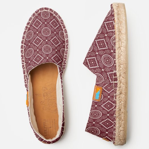 Ethnic Maroon White Floral Geometric Pattern