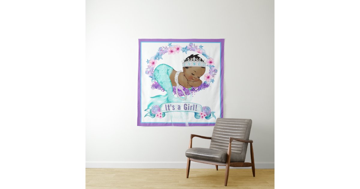 Ethnic Mermaid Baby Shower Backdrop Banner Zazzle Com