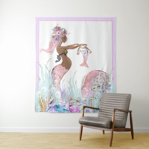 Ethnic Mermaid Baby Shower Backdrop Banners