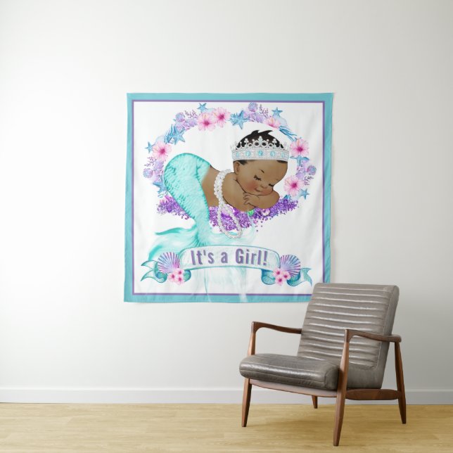 Ethnic Mermaid Baby Shower Backdrop Banners (In Situ)