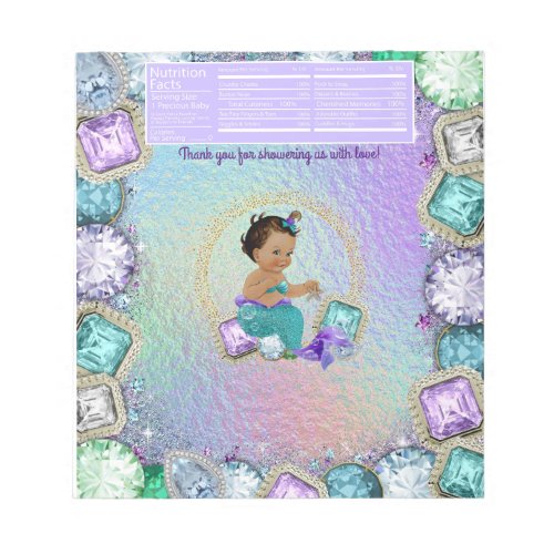 Ethnic Mermaid Baby Shower Candy Bar Wrapper Notepad