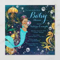 Ethnic Mermaid Baby Shower Invitation