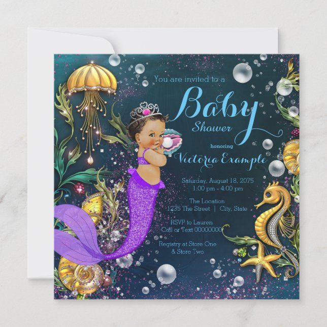 Ethnic Mermaid Baby Shower Invitation (Front)