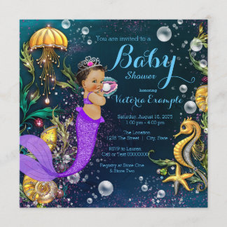 Ethnic Mermaid Baby Shower Invitation