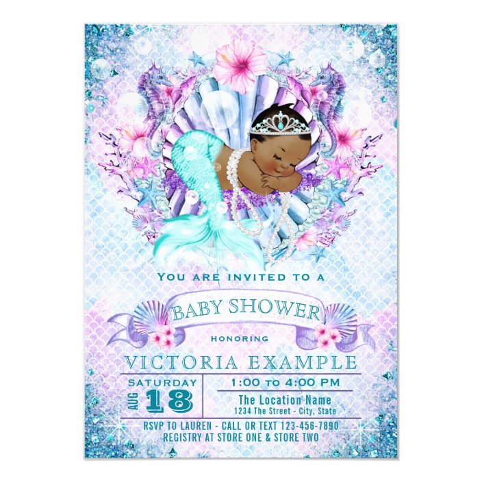 mermaid baby invitations