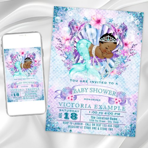 Ethnic Mermaid Baby Shower Invitations