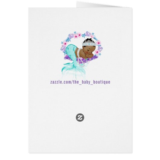 Ethnic Mermaid Baby Shower Thank You Cards (Back)