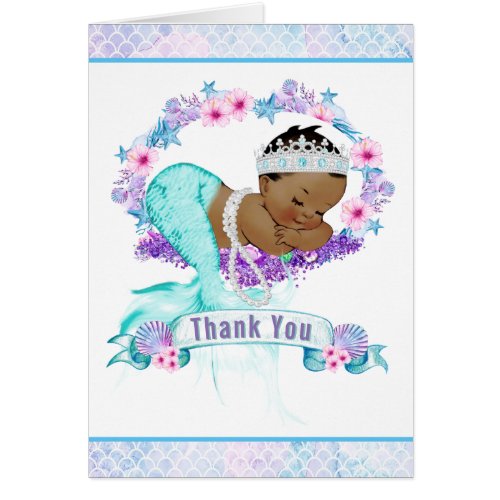 Ethnic Mermaid Baby Shower Thank You Cards